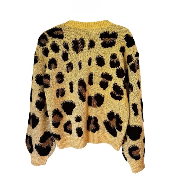 House Of Harlow 1960 x Revolve Leopard Print Wool Blend Edgy Cozy Sweater Sz S - Picture 3 of 9
